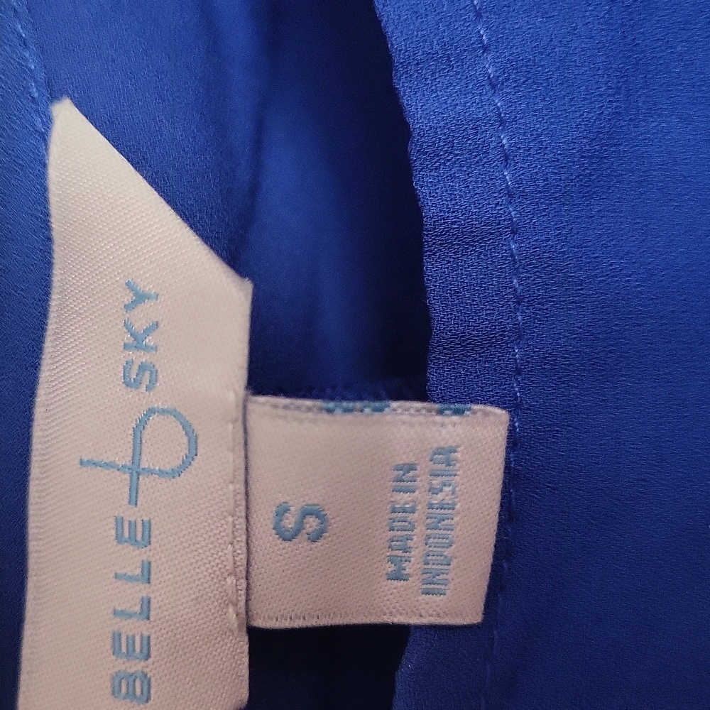 5 FOR $25 BELLE SKY Royal Blue Bow Top Cold Shoulder Blouse - Picture 5 of 5